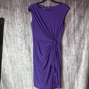 Jones New York Purple Ruched Asymmetrical Sheath Dress